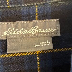 Eddie Bauer Navy and Gold Checkered Shirt